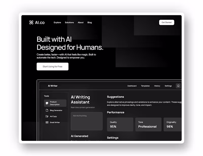 Cover image for Hero Design for AI Writing Assistant Is it clean enough?
