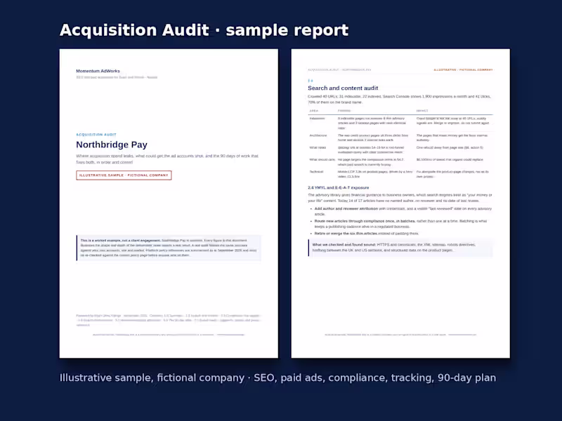 Cover image for Acquisition Audit for fintech and SaaS (2 weeks)