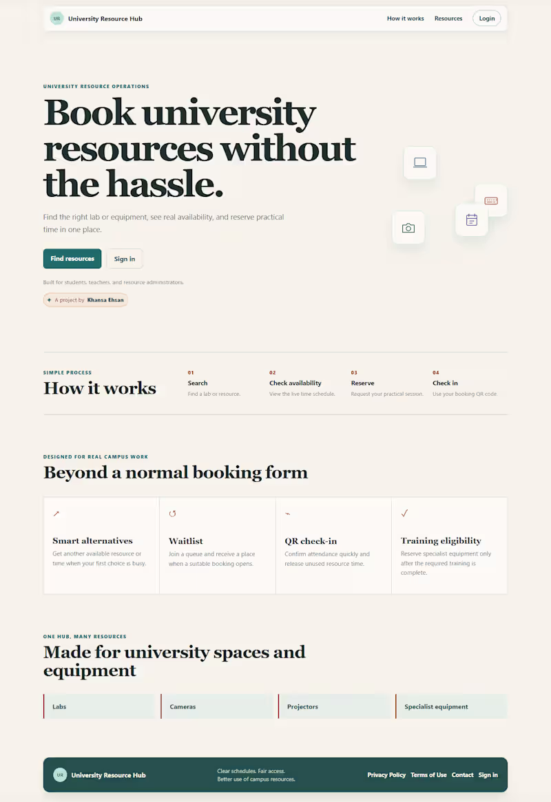 Cover image for University Resource Hub is a