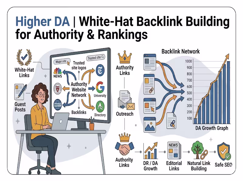 Cover image for Higher DA | White-Hat Backlink Building for Authority & Rankings