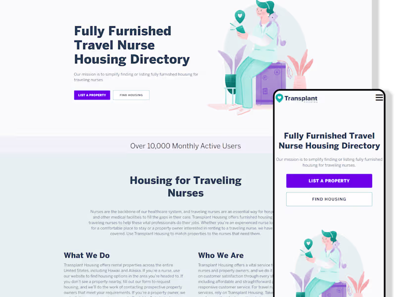 Cover image for Web Application For Travel Nurse Housing Directory