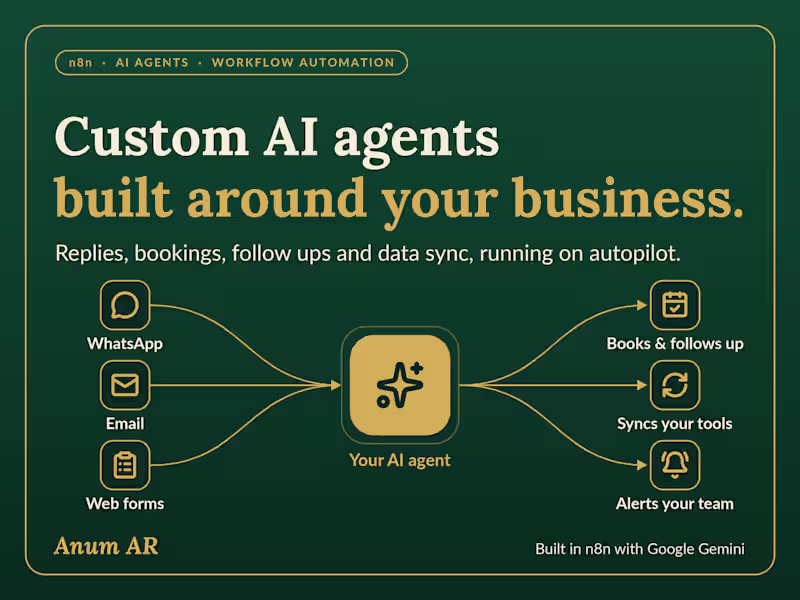 Cover image for I'll Build Your Custom n8n AI Agent and Workflow Automation