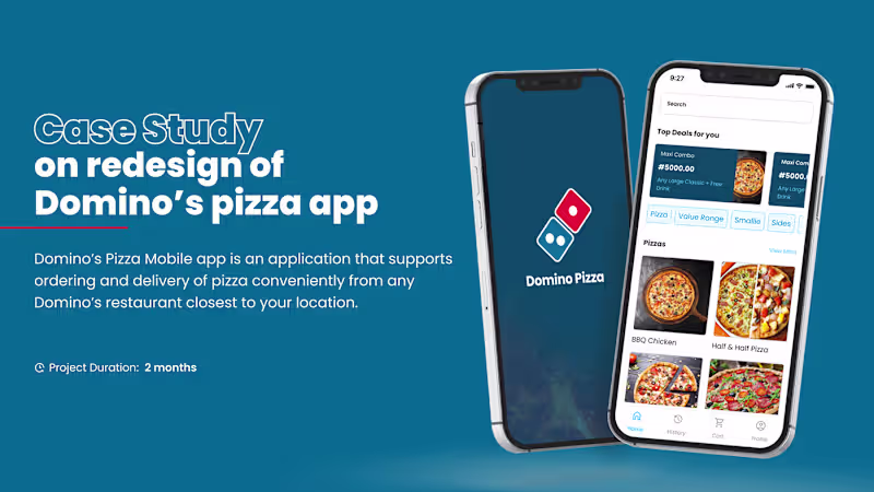 Cover image for CASE STUDY on Redesign of Domino's Pizza Mobile App on Behance