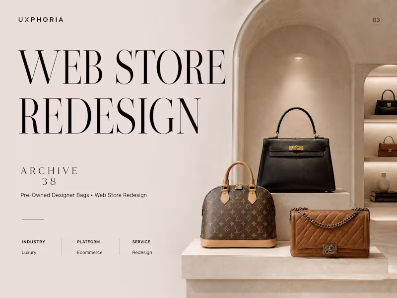 Cover image for Archive38 Luxury Resale E-commerce CRO | Shopify Web Redesign