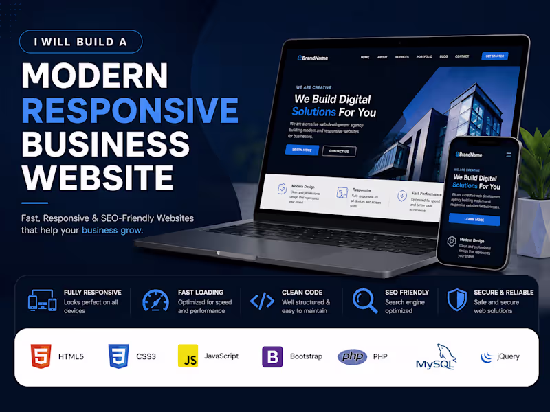 Cover image for I will build a modern responsive business website