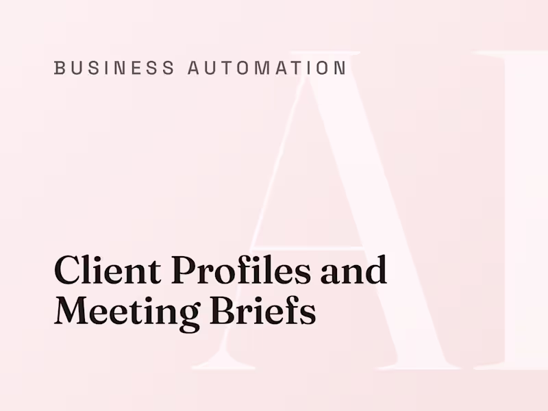 Cover image for Client Profiles and Meeting Briefs with Claude