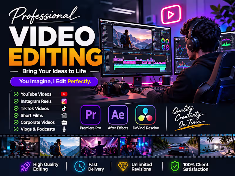 Cover image for Professional Video Editing for YouTube, Reels & Social Media