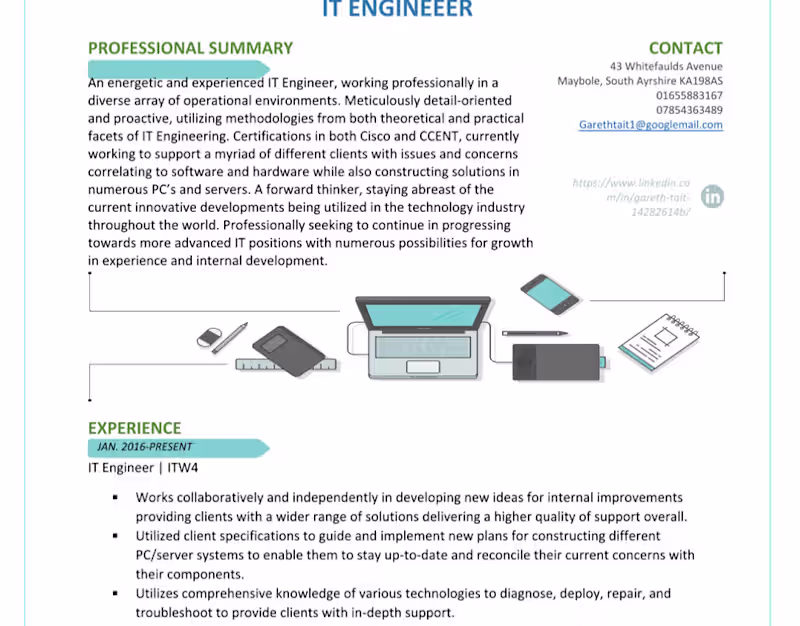 Cover image for Sample Resume Design (Technology Position)