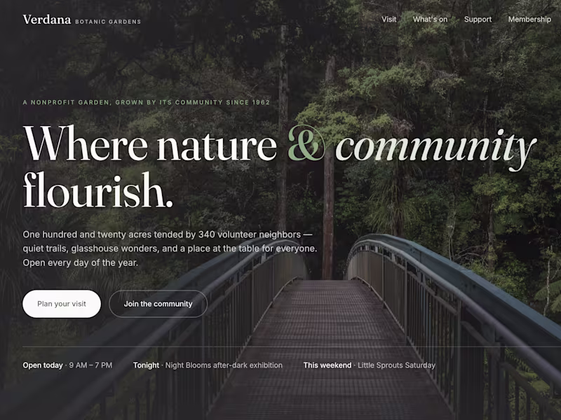 Cover image for Verdana Botanic Gardens - website for a community nonprofit