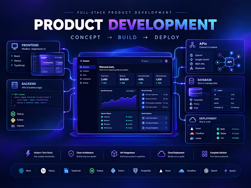 Cover image for I will build your SaaS or web product from concept to deployment
