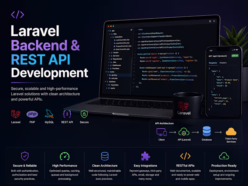 Cover image for Laravel Backend & REST API Development