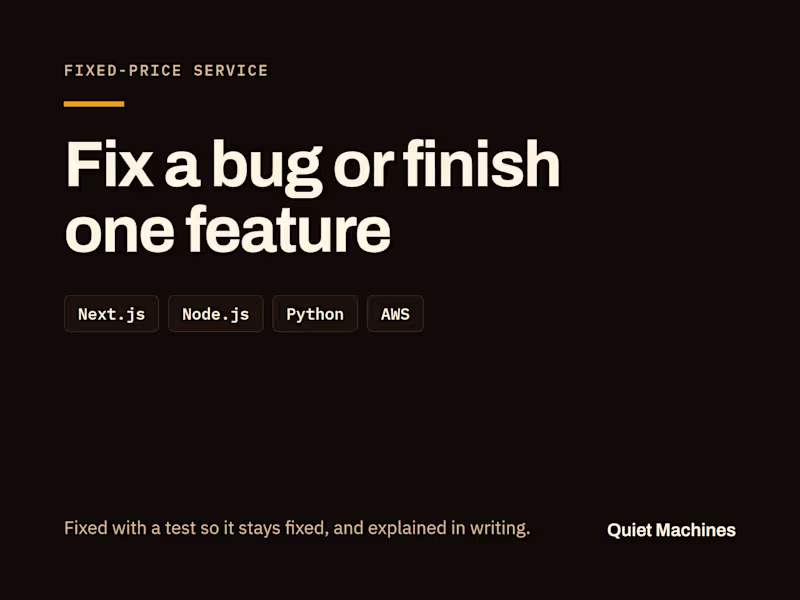 Cover image for Fix a bug or finish one feature in your app