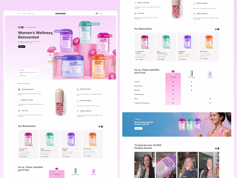 Cover image for Women's Wellness E-commerce Homepage Design