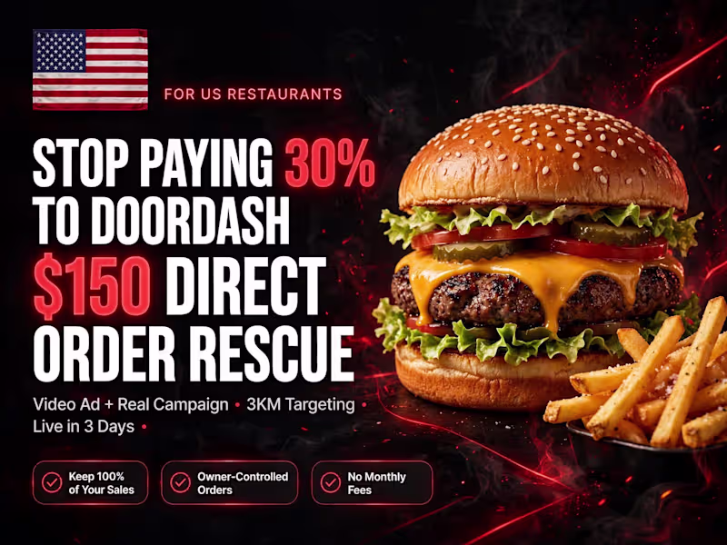 Cover image for $150 - I Will Stop Your 30% DoorDash Loss in 48H | Direct Order 