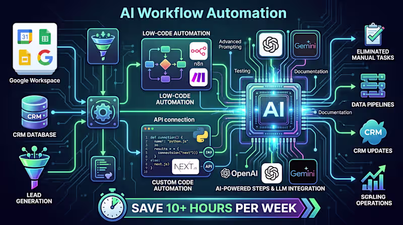 Cover image for AI Workflow Automation with n8n & Make or Python/Next.js