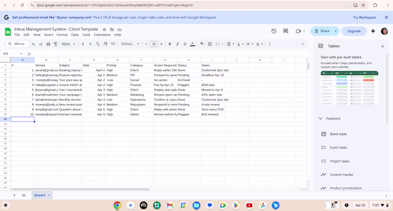 Cover image for Inbox Management tracker organizing client