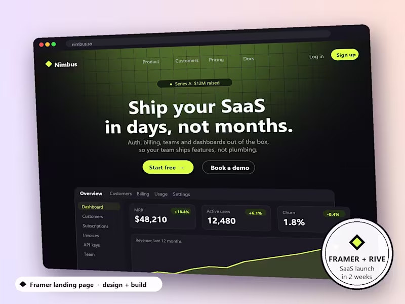 Cover image for Framer Landing Page: Design + Build for SaaS and Startups
