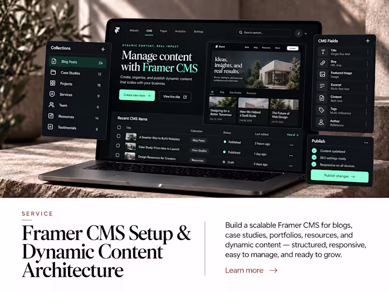 Cover image for Framer CMS Setup & Dynamic Content Architecture