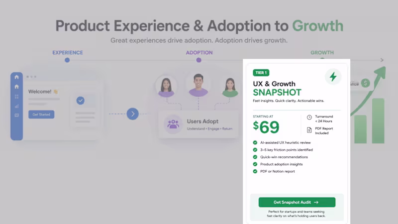 Cover image for Tier 1: UX & Growth Snapshot (Fast Insight Audit)