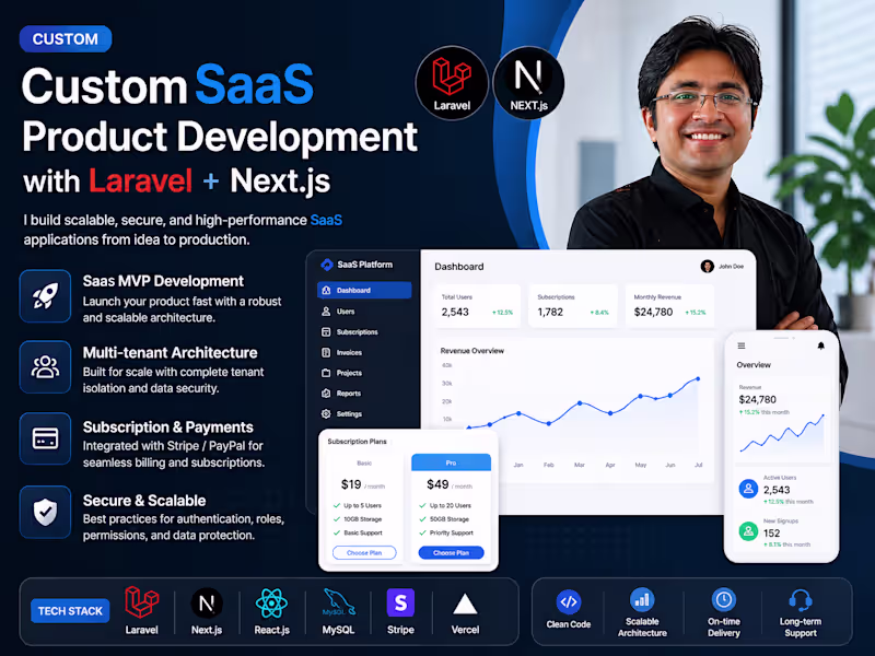 Cover image for Custom SaaS Product Development with Laravel + Next.js