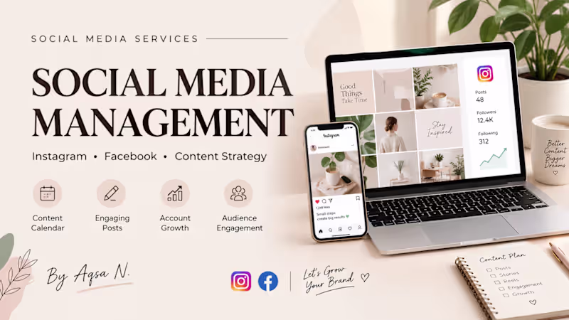 Cover image for Social Media Management for Instagram & Facebook |Monthly Growth