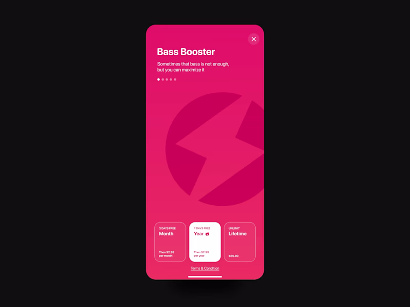 Cover image for Bass Booster App: Premium Paywall & Subscription UI (Concept)