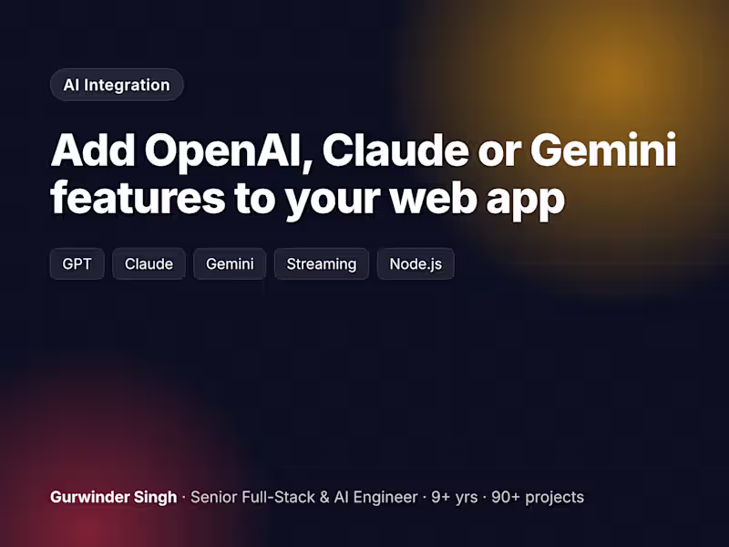 Cover image for OpenAI, Claude or Gemini AI Integration for Your Web App