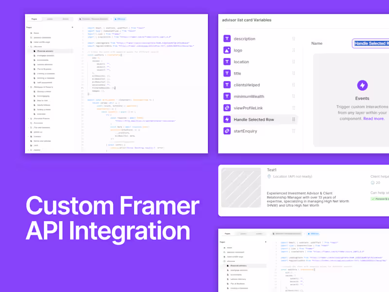 Cover image for Framer API Integration and Code Override Expert