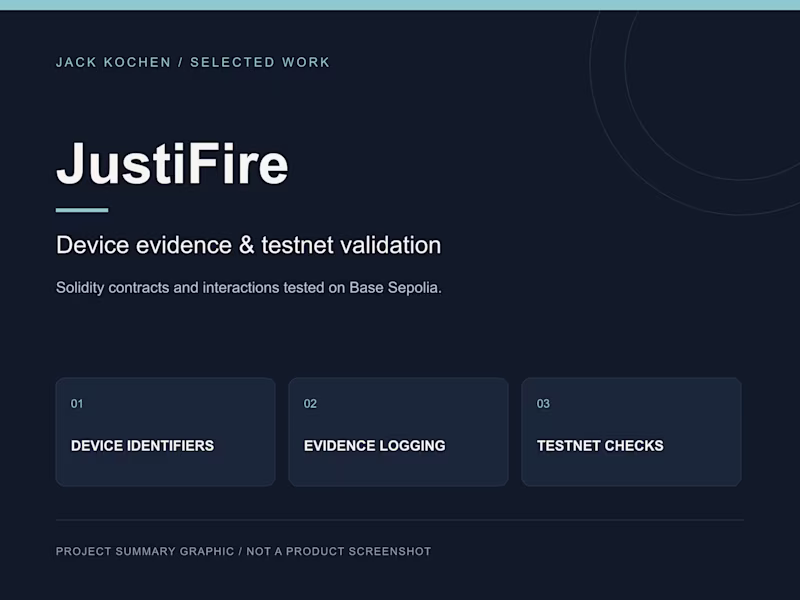 Cover image for JustiFire — Device Evidence & Testnet Validation