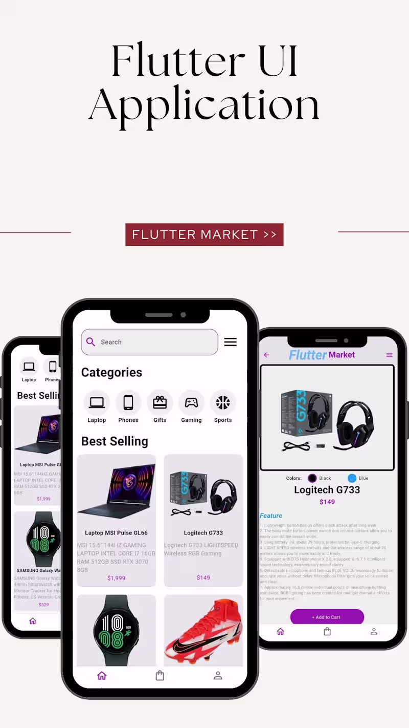 Cover image for Flutter Market-Online App | Shop App Build with Flutter :: Beha…