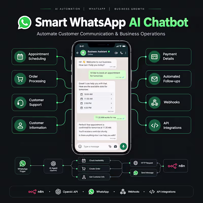 Cover image for Smart WhatsApp AI Chatbot Automation
Designed