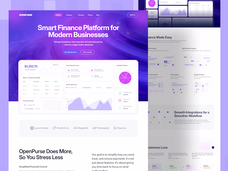 Cover image for Openpurse saas landing page design