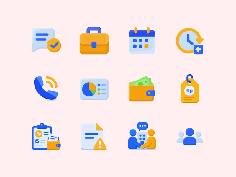 Cover image for Flat icon set focusing on business, finance, and workspace m...