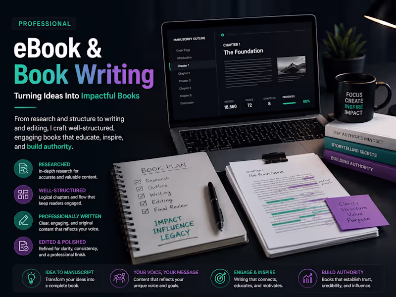 Cover image for Professional eBook & Book Ghostwriting for Authors & Businesses
