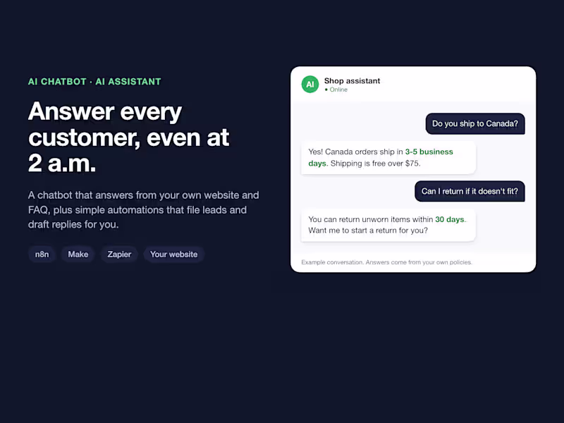 Cover image for AI chatbot and AI assistant setup for small businesses
