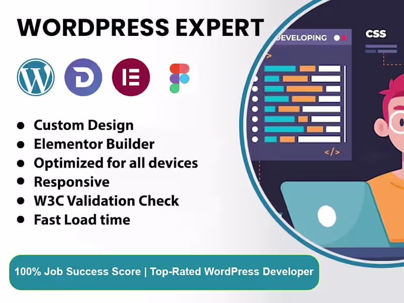 Cover image for Custom WordPress Website Development - Elementor - SEO Friendly