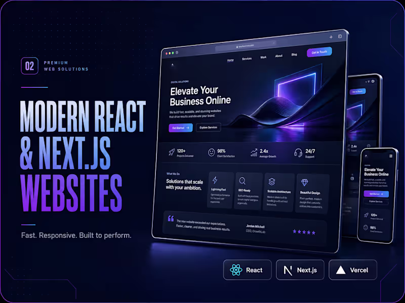 Cover image for React & NextJS website development