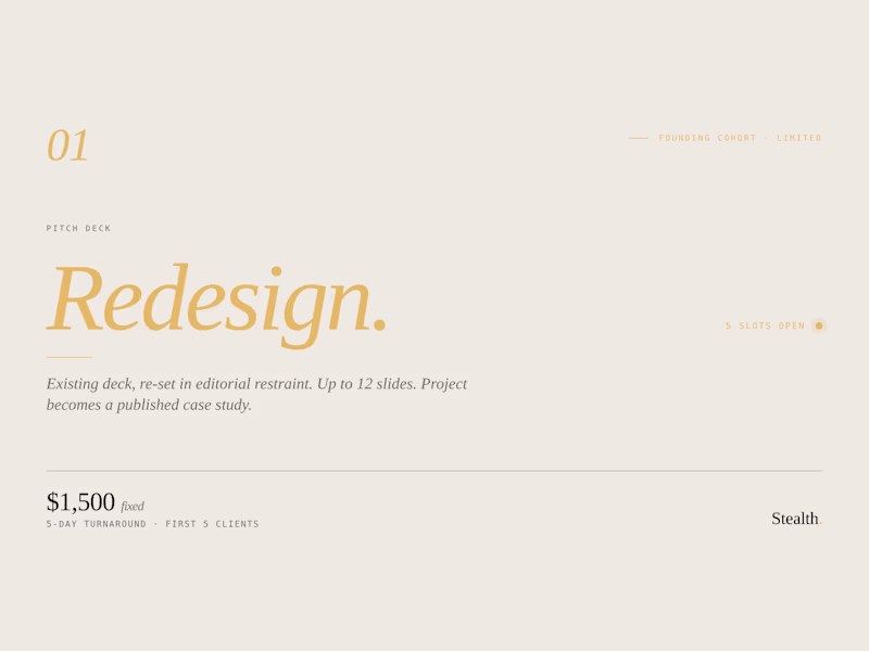 Cover image for Founding Cohort · Pitch Deck Redesign