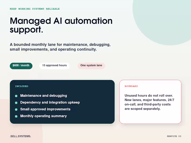 Cover image for Managed AI Automation Support