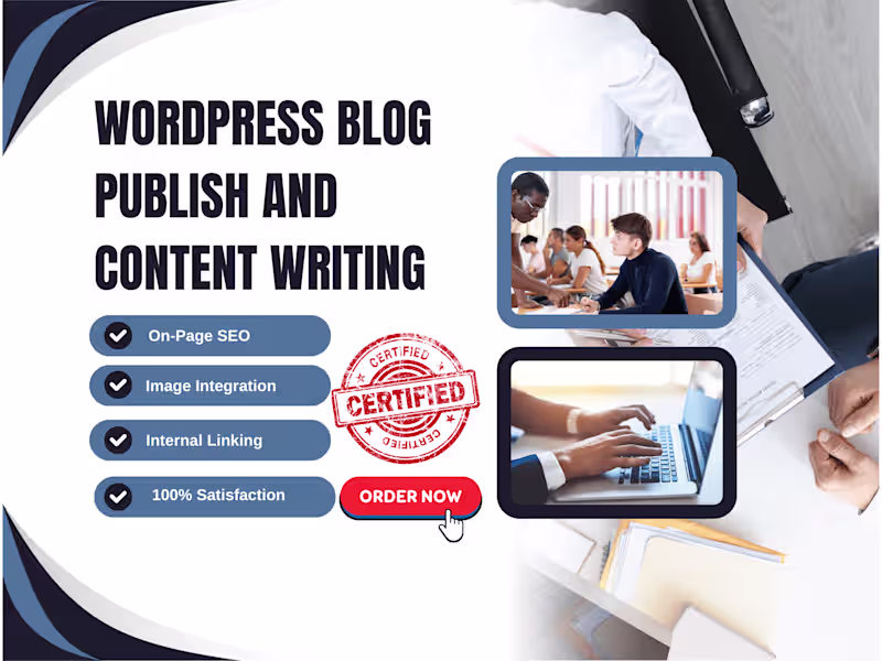 Cover image for Wordpress Publishing & Content Writing Upto 2000 Words