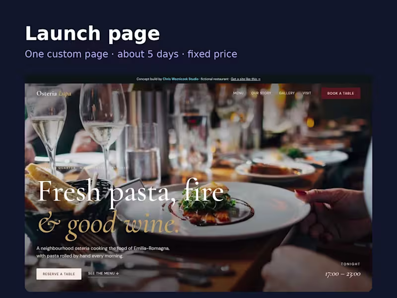 Cover image for Launch page: one custom page in about 5 days