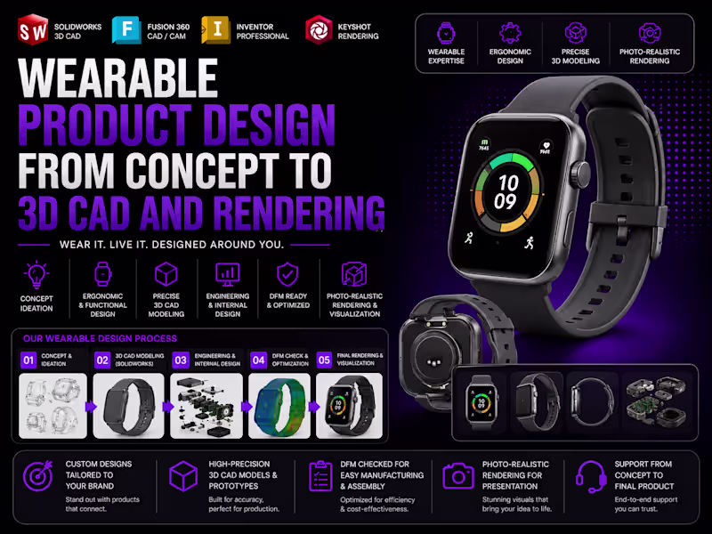 Cover image for Wearable Product Design from Concept to 3D CAD and Rendering