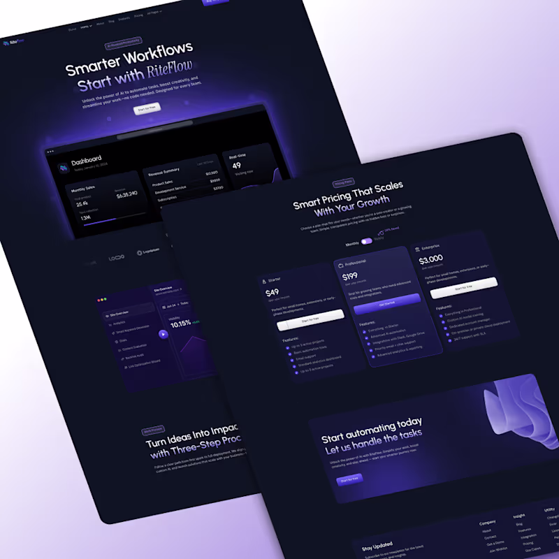 Cover image for SaaS Pricing Page and Feature Comparison UI – Riteflow