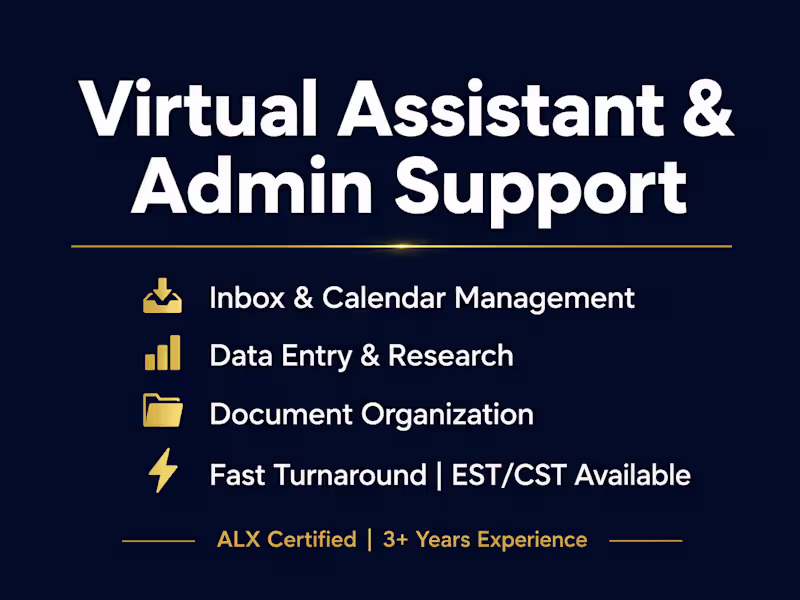 Cover image for Virtual Assistant & Admin Support