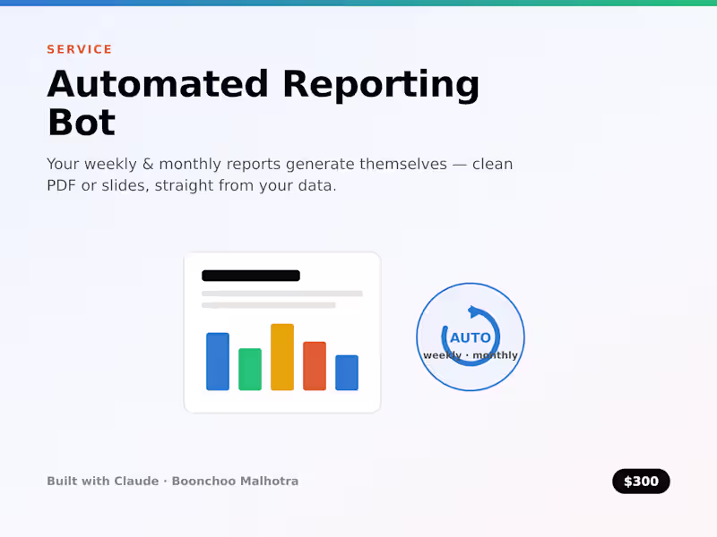 Cover image for Automated Reporting Bot — $300