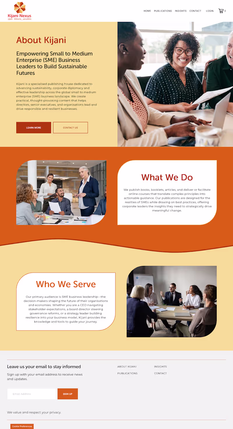 Cover image for Squarespace Website for Kijani Nexus Publishing