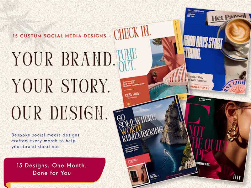 Cover image for I’ll Design 15 Custom Monthly Social Media Posts for Your Brand