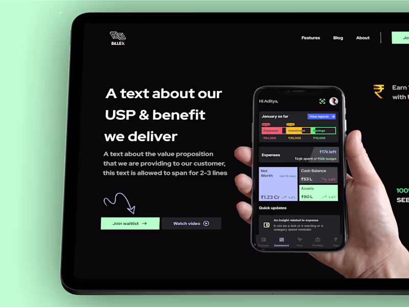 Cover image for Complete website UI/UX design for a fintech startup