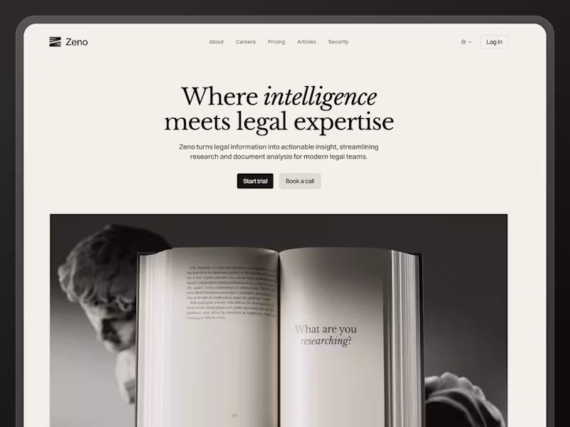 Cover image for Framer site build for Zeno.law