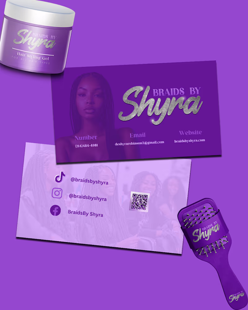 Cover image for Braids By Shyra: Logo, Branding Suite, & Business Card Design